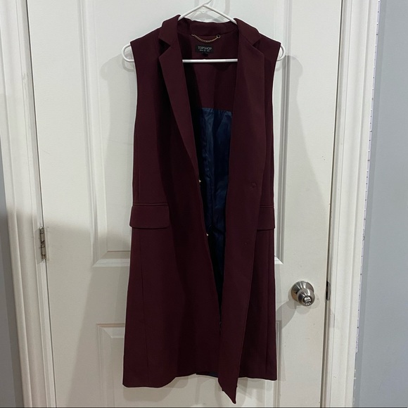 Burgundy belted vest - Picture 2 of 8